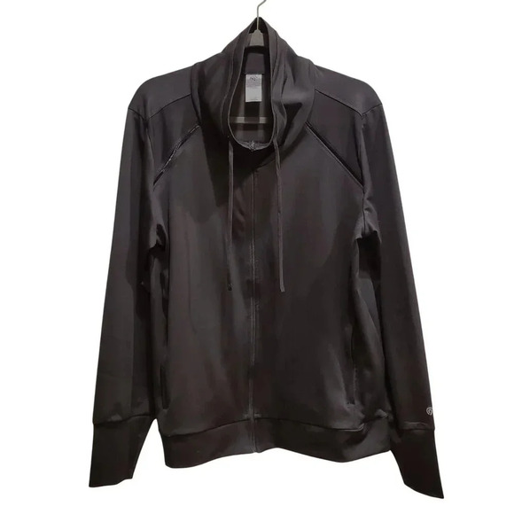 NWT Champion Black Full Zip Funnel Neck Athletic Jacket Cardigan Thumb Holes XL - Picture 1 of 14